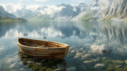 Small boat floating on water