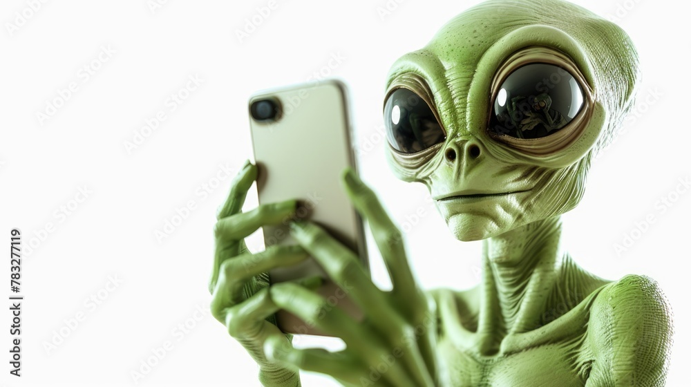 Poster close up of a person holding a cell phone. suitable for technology concepts