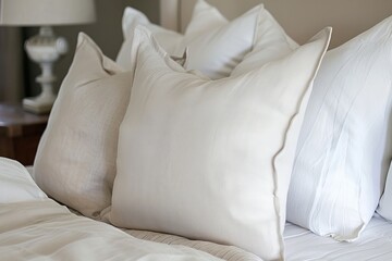 Fototapeta na wymiar Pillows on a bed