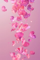 Fototapeta na wymiar Pink flowers floating in the air, ideal for spring designs