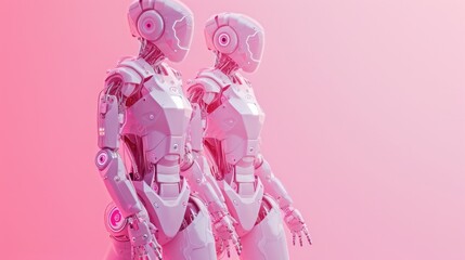 Two robots standing next to each other, suitable for technology concept