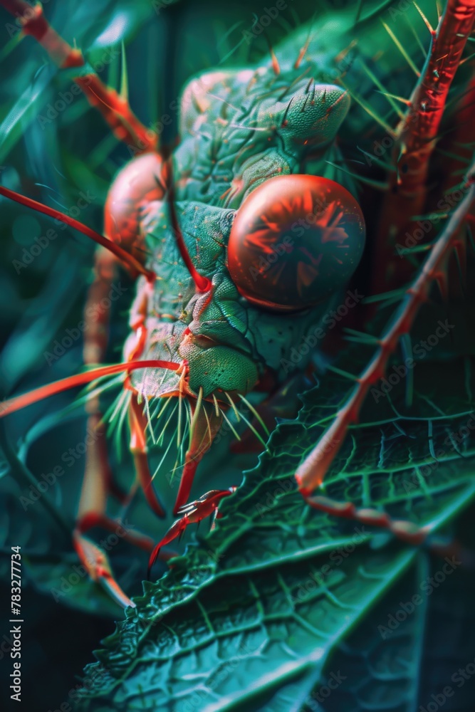 Aufkleber close up of a bug on a leaf, perfect for nature backgrounds