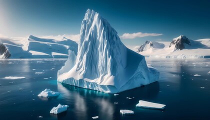Climate change impact with Antarctica icebergs melting  for environment issue - obrazy, fototapety, plakaty