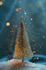 A small Christmas tree on a snowy ground, perfect for holiday season decorations