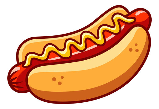 Hot dog illustration. Hotdog sticker