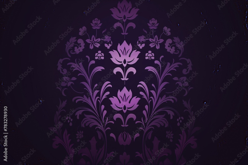 Canvas Prints A sophisticated floral pattern rendered in deep purple shades, perfect for luxurious wallpaper or fabric design.