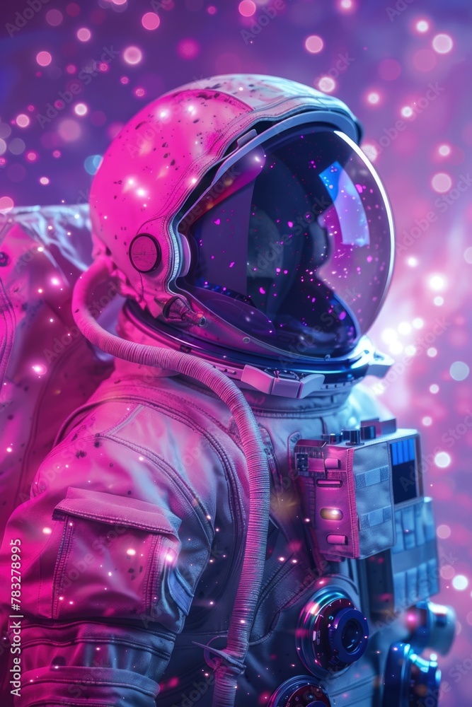 Aufkleber An astronaut in a space suit against a pink background. Suitable for space exploration concepts