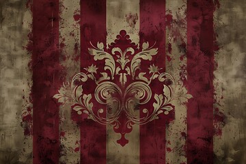 A rustic yet grand damask design, layered on a distressed backdrop, well-suited for historical themes and classic decor.