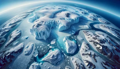 Fotobehang Climate change impact with Antarctica icebergs melting  for environment issue © NanzXy