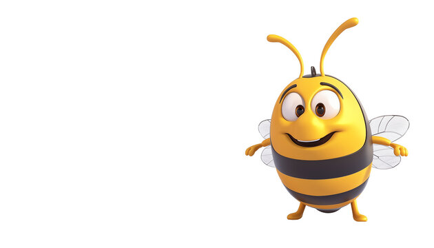 recommend clip art: Cute 3d Bee is standing. Cute bee for kids. character in cartoon style. Icon isolated on white background. 3d rendering illustration. Cartoon