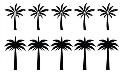 Fototapeta na wymiar Dead tree silhouettes, dying black scary trees forest illustration, Coconut trees Silhouette Vector set isolated on white background Tree silhouettes Free Vector.