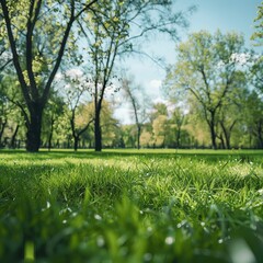 Obraz premium Grassy field with trees