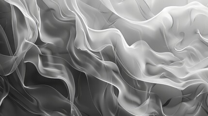 A grayscale abstract composition with fluid shapes and organic lines