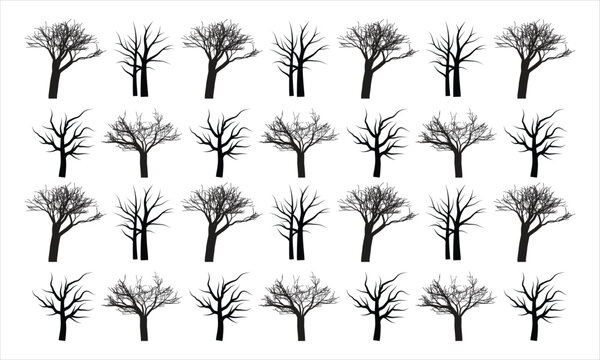Dead tree silhouettes, dying black scary trees forest illustration, Coconut trees Silhouette Vector set isolated on white background
Tree silhouettes Free Vector.