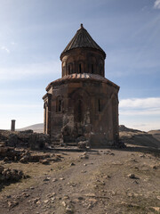 Ani site of historical cities (Ani Harabeleri): first entry into Anatolia, an important trade route Silk Road in the Middle Agesand. Historical Church and temple  in Ani, Kars, Turkey.