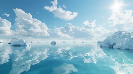 Icebergs drifting in a water body - Powered by Adobe