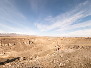 Ani site of historical cities (Ani Harabeleri): first entry into Anatolia, an important trade route Silk Road in the Middle Agesand. Historical Church and temple  in Ani, Kars, Turkey.