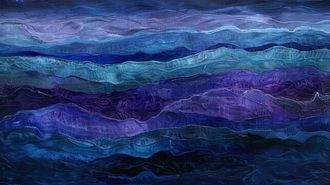 A textured composition featuring tones of blue, blue violet, and violet, reminiscent of a tranquil and serene ocean scene