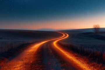 Path of Illumination: Country Road at Twilight