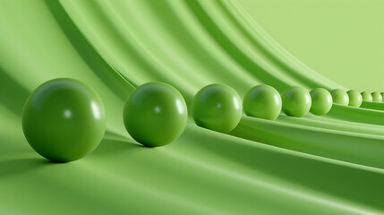 Silken Curves: Green Marbles on Wavy Fabric