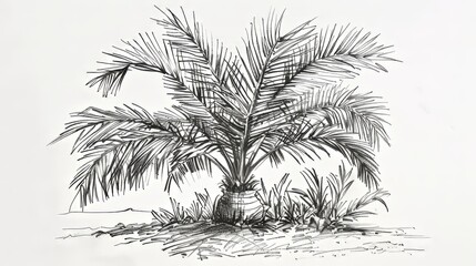 Botanical sketch of a majestic palm tree