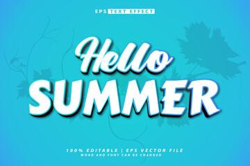 Hello Summer 3d editable text effect template