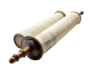 old mediaeval paper sheet horizontal parchment scroll isolated on white with shadow