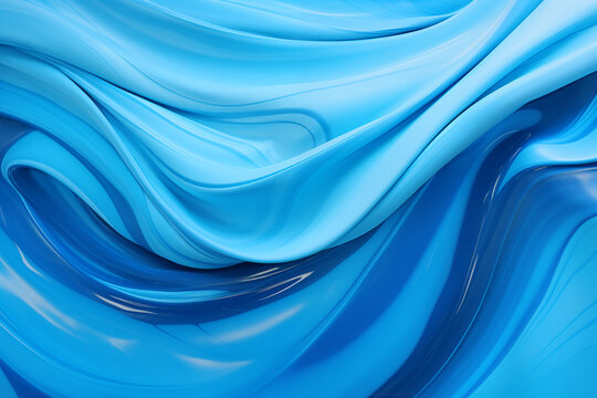 A wavy bright blue fluid surface background with liquid