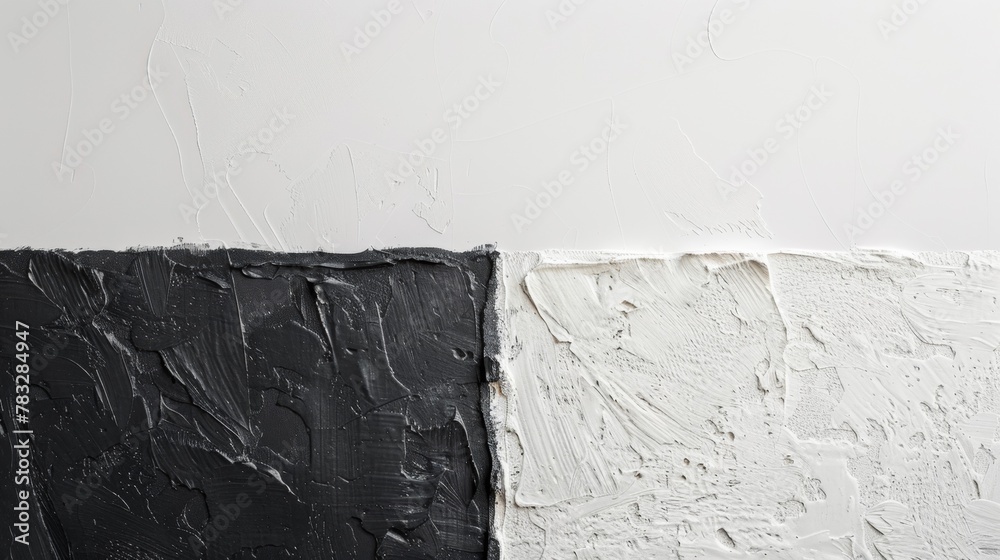 Canvas Prints A white and black paint on a wall with some wood, AI