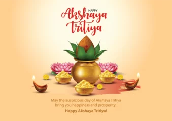 Fotobehang happy Akshaya Tritiya of India. abstract vector illustration design © Arun