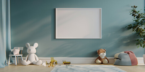 Mockup frame in Child Room. 3d render.