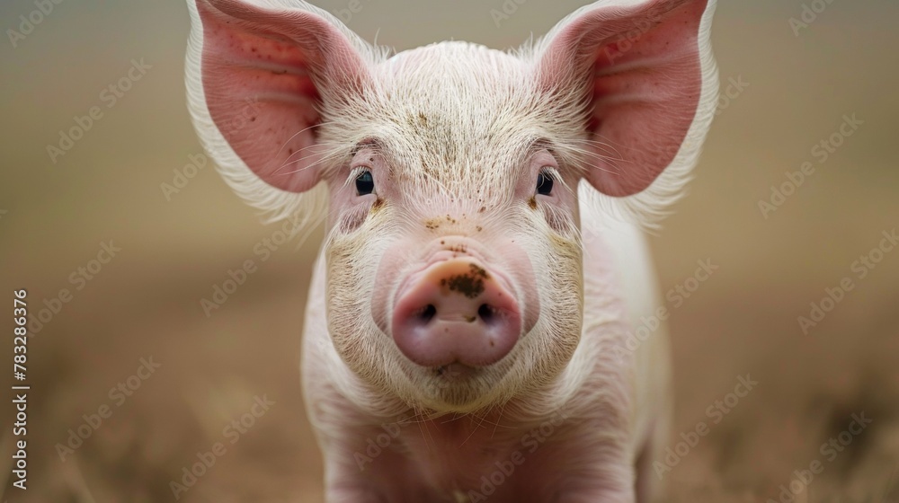 Canvas Prints a close up of a pig standing in the middle of some grass, ai