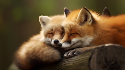 red fox cub and mother