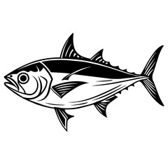 Albacore tuna fish silhouette vector icon illustration for logo Design isolated on white background 