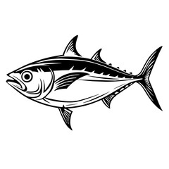 Albacore tuna fish silhouette vector icon illustration for logo Design isolated on white background 
