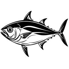 Fototapeta premium Albacore tuna fish silhouette vector icon illustration for logo Design isolated on white background 