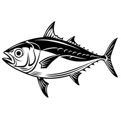 Albacore tuna fish silhouette vector icon illustration for logo Design isolated on white background 
