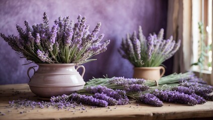 Blooming lavender purple flowers