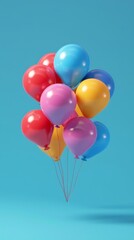 Fototapeta na wymiar Colorful balloons in a 3D render 3D style isolated flying objects memphis style 3D render AI generated illustration