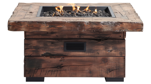 Outdoor firepit with wooden design