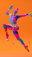 Fototapeta na wymiar Dance performers and moves in a vibrant color scheme 3D style isolated flying objects memphis style 3D render AI generated illustration
