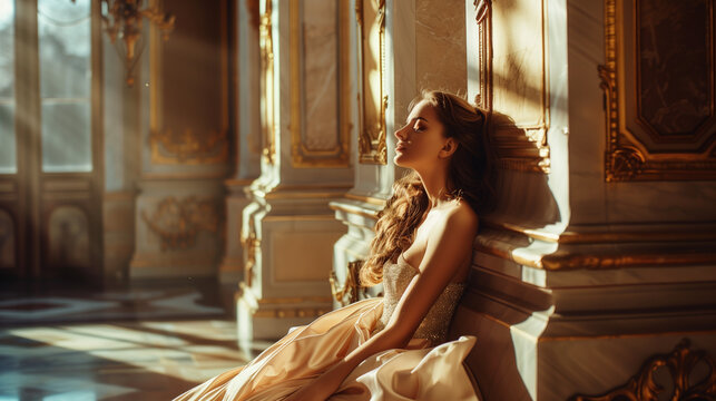 elegant woman tired and sit dowm