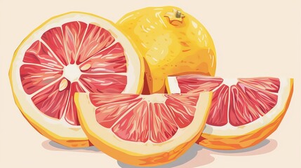 Elegant grapefruit illustration in pastel hues   AI generated illustration