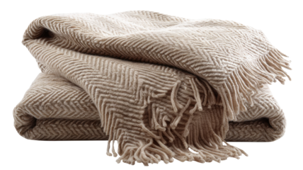 Beige knitted blanket with tassels