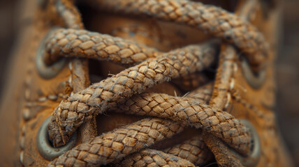Obraz premium Close-up of a textured rope knot.