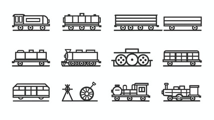 a set of different types of train cars