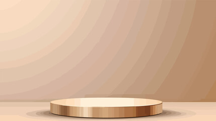 a round table with a gold base on a beige background