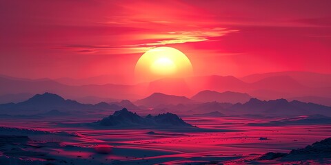 Dramatic orange and red sunset sky