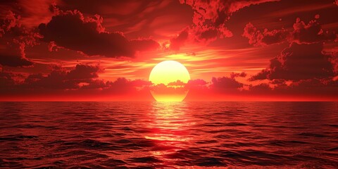 Dramatic orange and red sunset sky