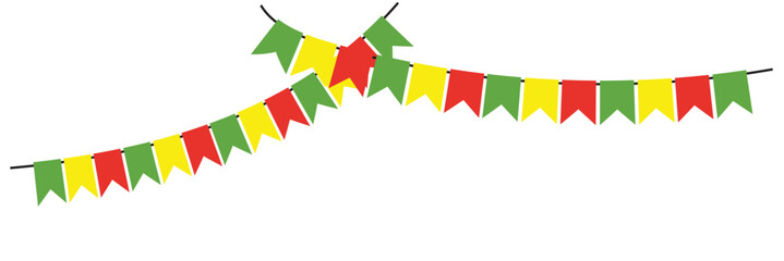 Carnival garland with flags isolated on white background. Decorative colorful pennants for birthday celebration, festival and bright decoration ideas 12
